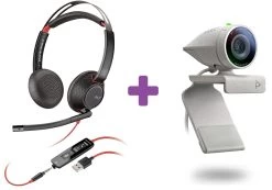 Poly P5 Webcam & Blackwire 5220 USB Stereo USB Headset Bundle