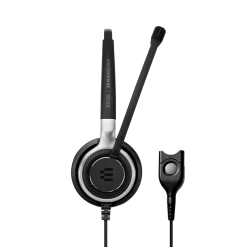 EPOS|Sennheiser IMPACT SC 638 Corded Headset -Cheap Headphones Store epos sennheiser impact sc 638 corded headset front side view with easy disconnect