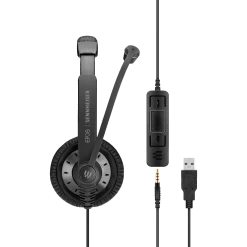 EPOS | Sennheiser SC 45 USB CRTL Corded Headset -Cheap Headphones Store epos sennheiser sc 45 usb crtl corded headset side view with call controls