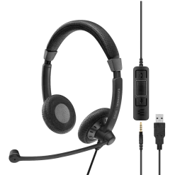 EPOS | Sennheiser SC 75 USB MS Corded Headset -Cheap Headphones Store epos sennheiser sc 75 usb ms corded headset 3d view with call control