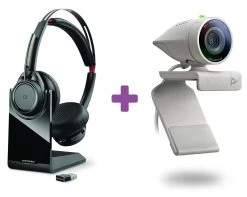 Poly P5 Webcam & Voyager Focus UC + Charging Stand Bundle